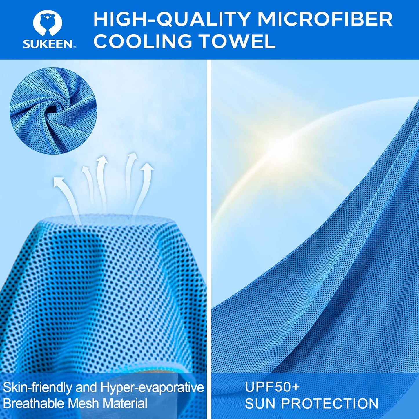 Cooling Towels 4-Pack (40x12 inch) - Instant Chill Technology