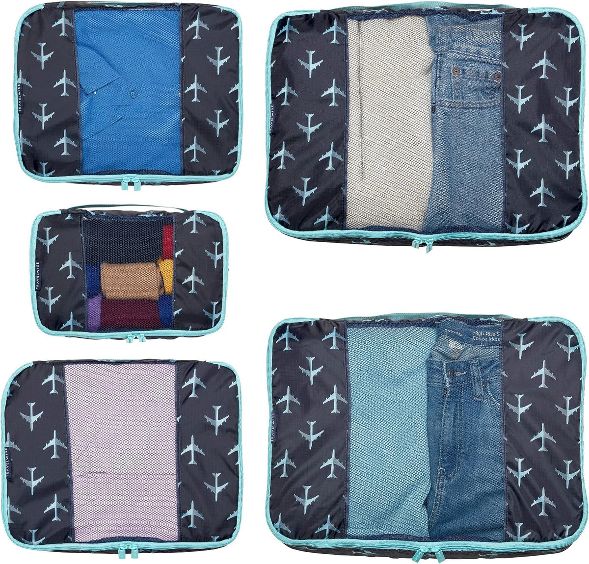 Premium 5-Piece Packing Cube Set - Ripstop Nylon Travel Organizers