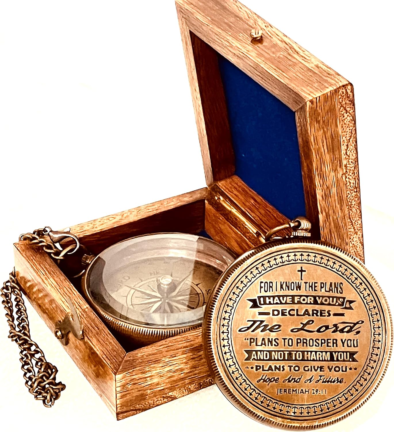 For I know The Plans I have For You (Jeremiah 29:11) Quote Engraved Compass (Design #2)