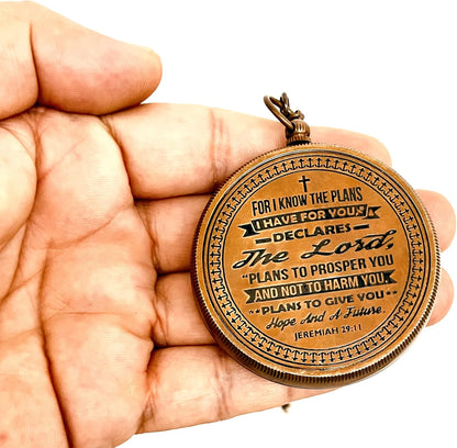 For I know The Plans I have For You (Jeremiah 29:11) Quote Engraved Compass (Design #2)