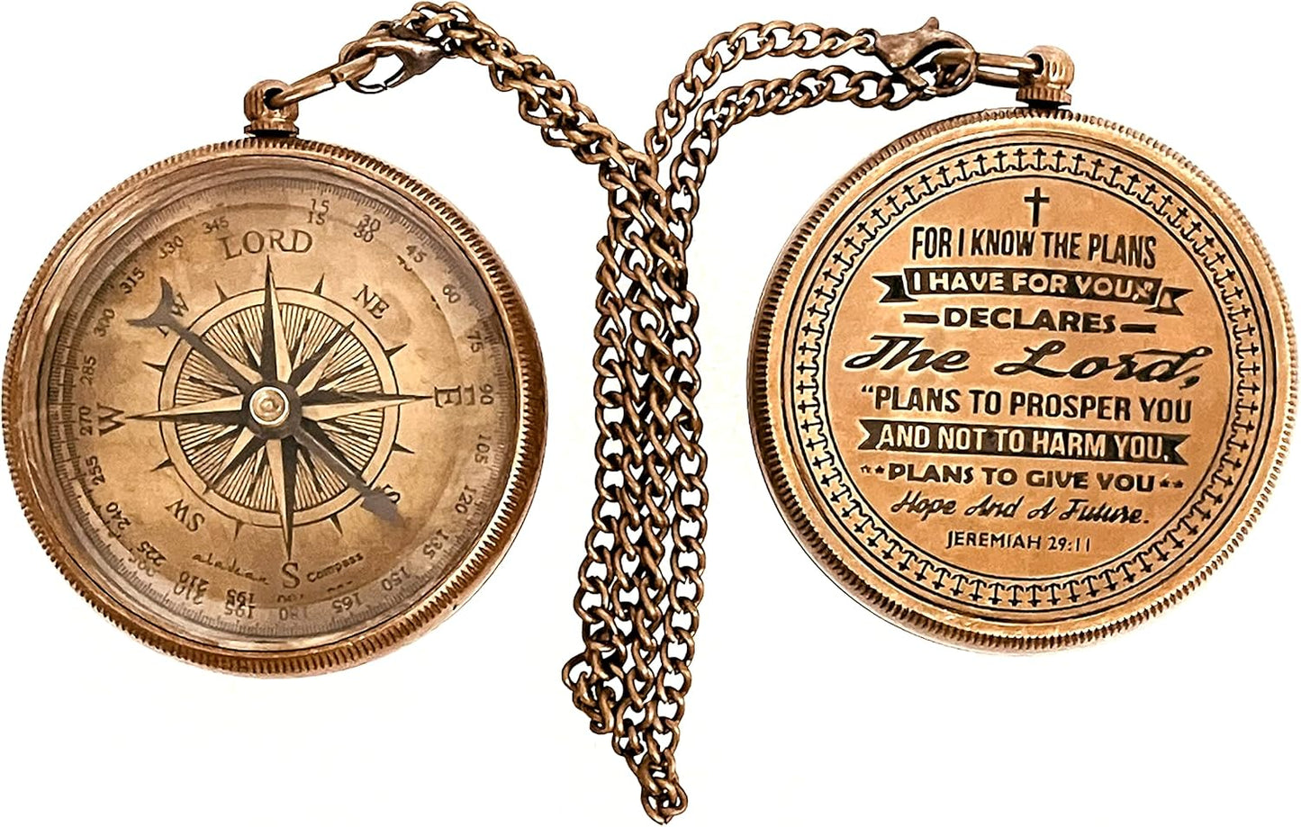 For I know The Plans I have For You (Jeremiah 29:11) Quote Engraved Compass (Design #2)