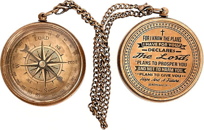 For I know The Plans I have For You (Jeremiah 29:11) Quote Engraved Compass (Design #2)