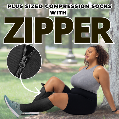 15-20mmHg Plus Size Compression Open Toe Socks with Zipper | Compression Closed Toe Socks with Zipper