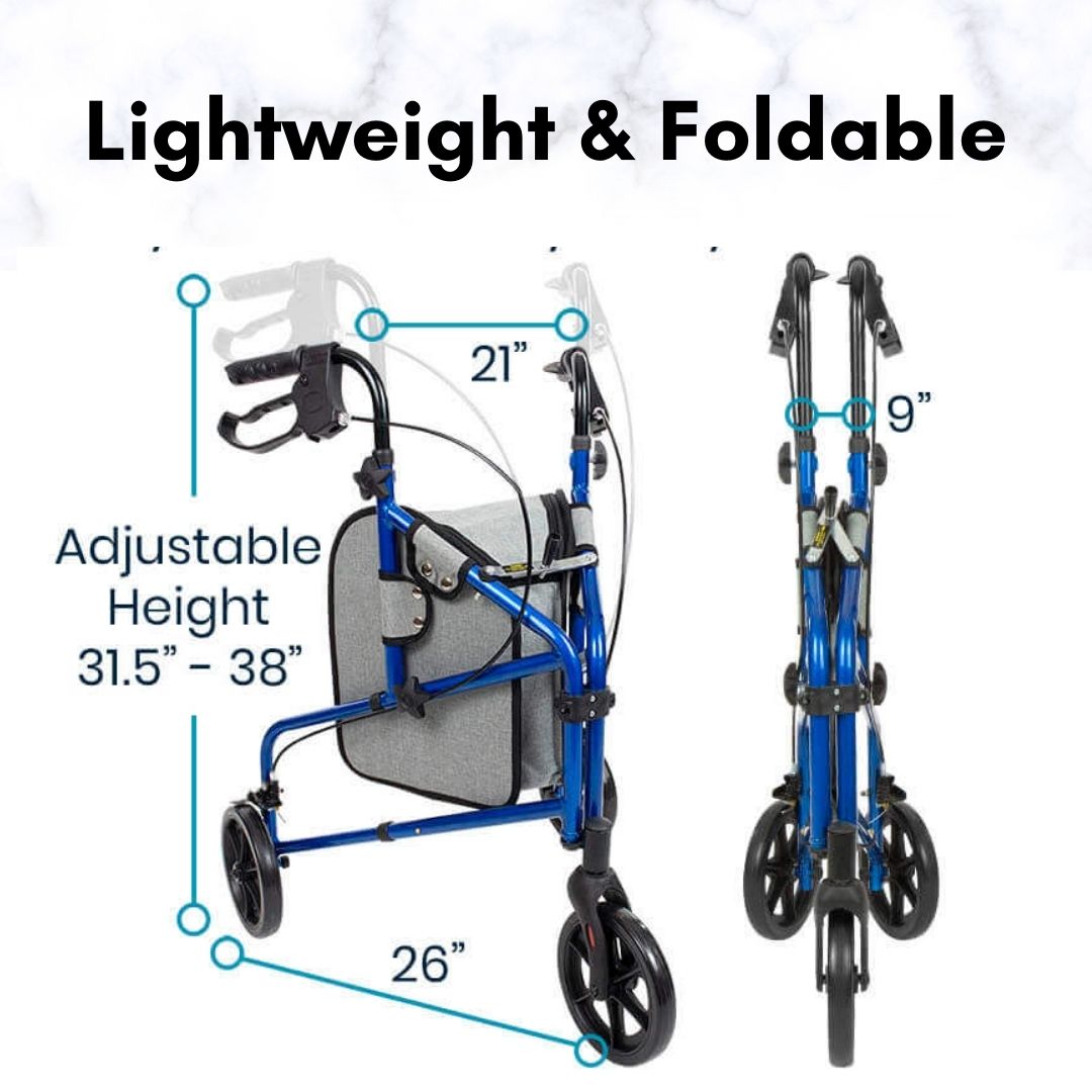 Foldable 3 Wheel Walker | Tripod Rollator | Three Wheeled Walker