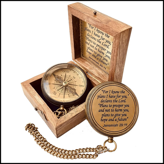 For I know The Plans I have For You (Jeremiah 29:11) Quote Engraved Compass