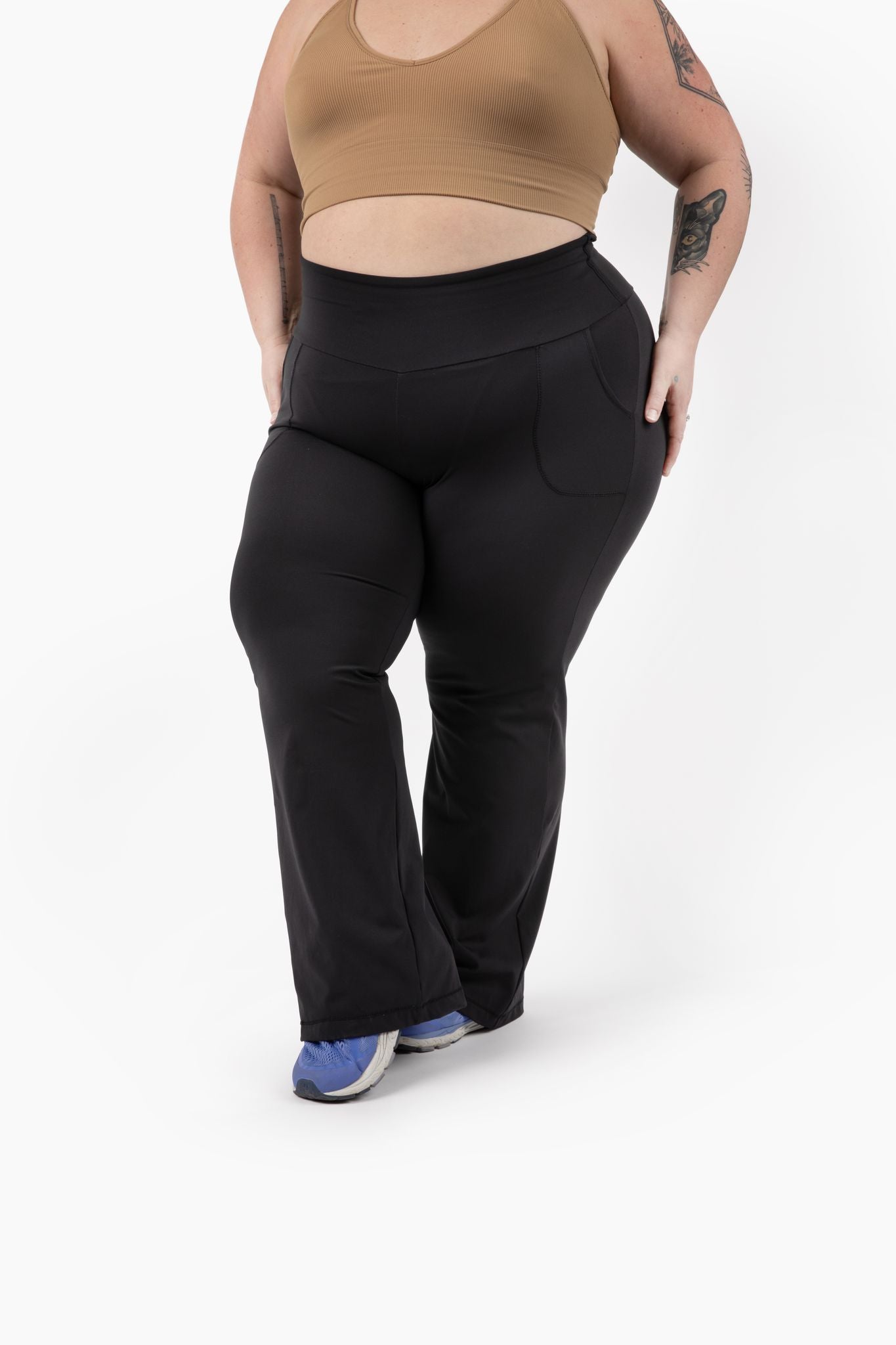 NEW Plus Size High Rise Black Yoga Flare Legging