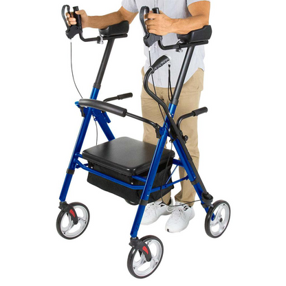 Heavy Duty Mobility Foldable Aluminum Upright Walker Series-T Tall Rollator For Senior with Seat