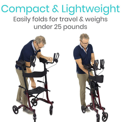 Lightweight Upright Walker For Seniors Adults with Seat | Adjustable Folding Aluminum Frame