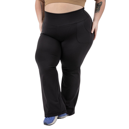 NEW Plus Size High Rise Black Yoga Flare Legging