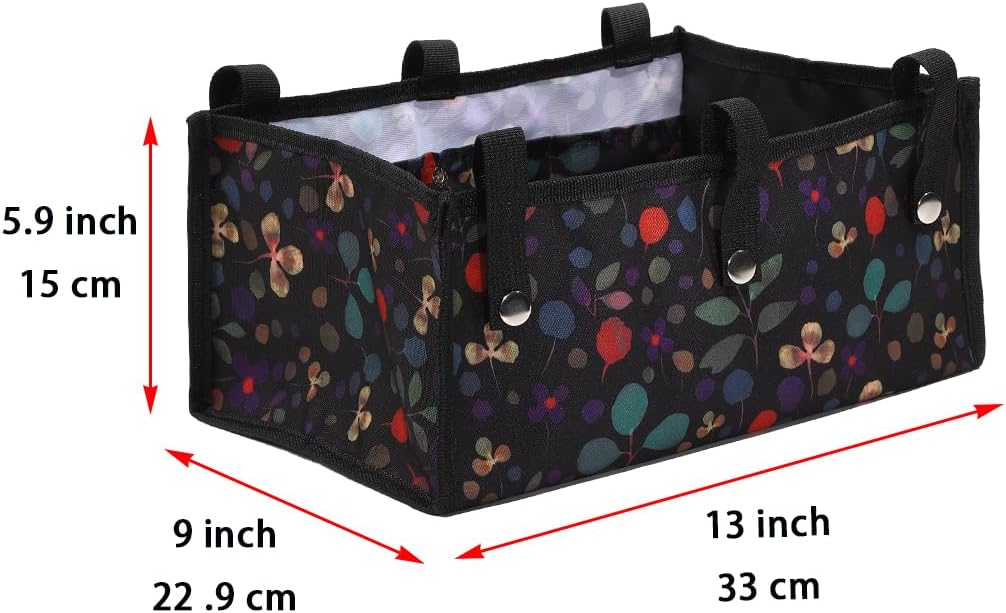 Four Wheel Rollator Tote Bag Organizer, Rollator Walker Under Seat Bag Flower Design