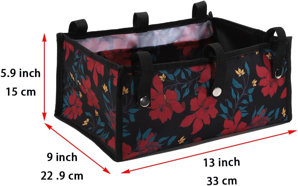 Four Wheel Rollator Tote Bag Organizer, Rollator Walker Under Seat Bag Flower Design