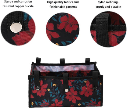 Four Wheel Rollator Tote Bag Organizer, Rollator Walker Under Seat Bag Flower Design