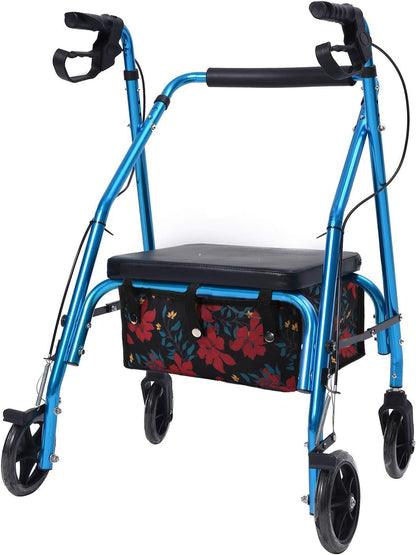 Four Wheel Rollator Tote Bag Organizer, Rollator Walker Under Seat Bag Flower Design