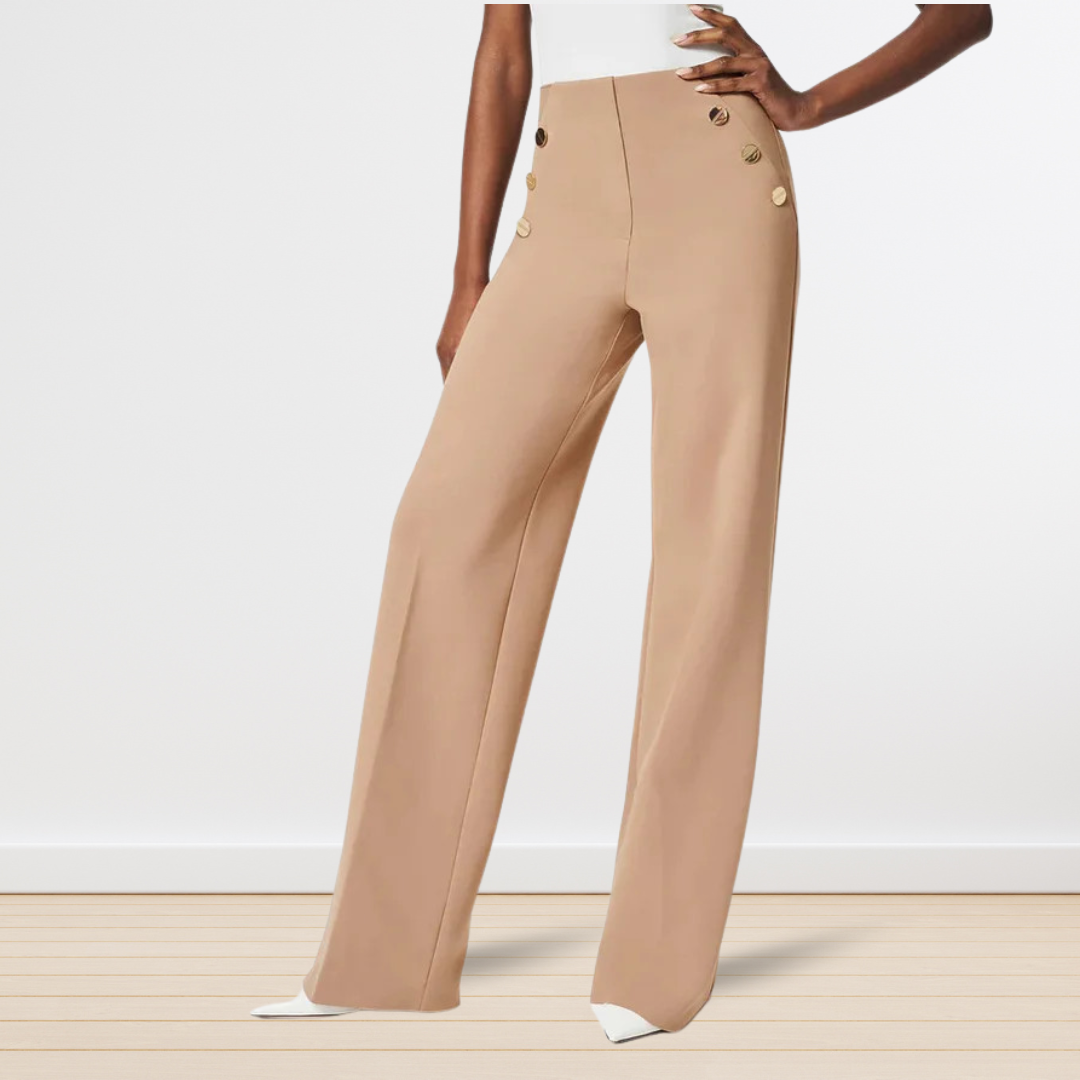 Tummy Control Wide Leg Button Pants