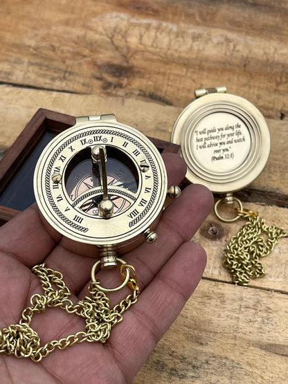 Brass Sundial Personalized Engraved Compass - TheGivenGet