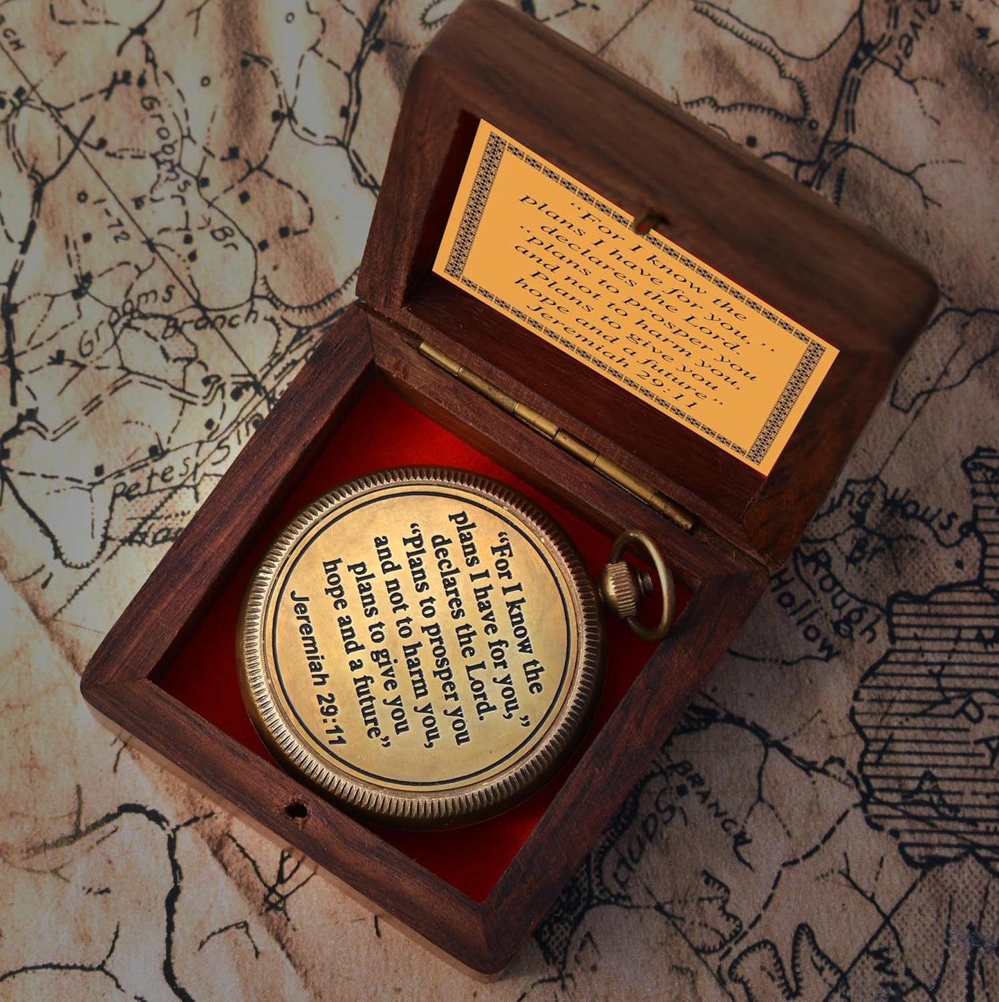 For I know The Plans I have For You (Jeremiah 29:11) Quote Engraved Compass (Design #3)