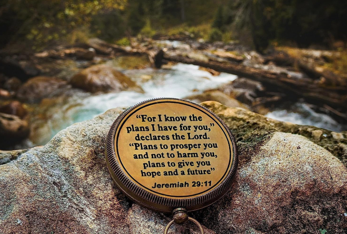 For I know The Plans I have For You (Jeremiah 29:11) Quote Engraved Compass (Design #3)
