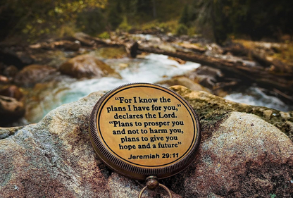 For I know The Plans I have For You (Jeremiah 29:11) Quote Engraved Compass (Design #3)