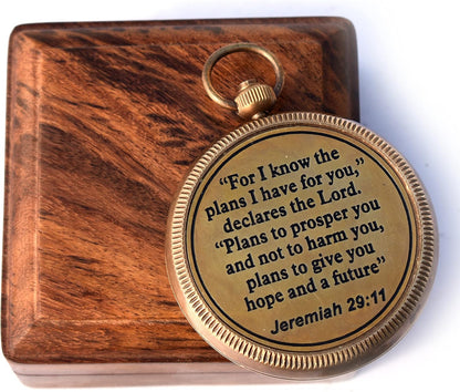 For I know The Plans I have For You (Jeremiah 29:11) Quote Engraved Compass (Design #3)