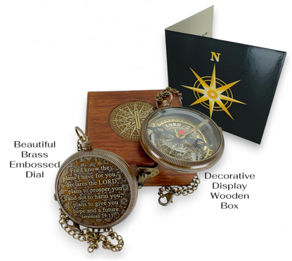 For I know The Plans I have For You (Jeremiah 29:11) Quote Engraved Compass (Design #4)