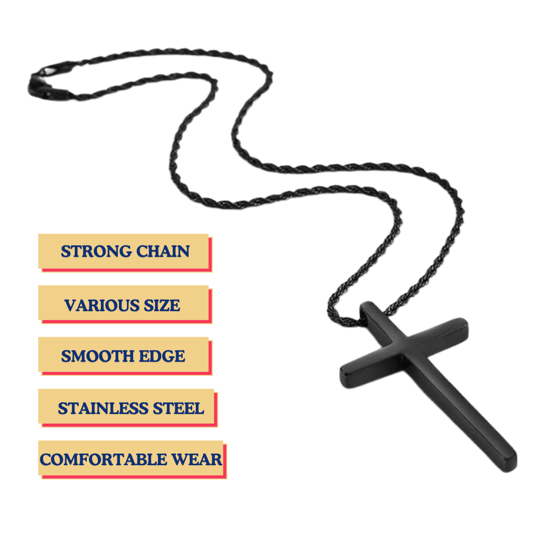 Strong Stainless Steel Cross Necklace for Men