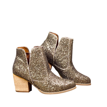 Fiera Glitter Booties in Bronze