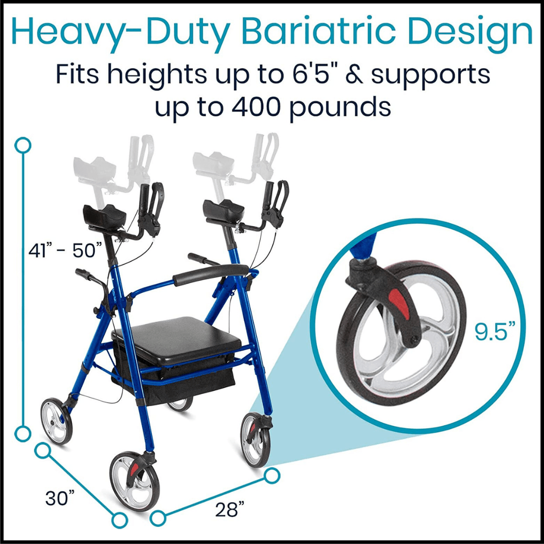 Heavy Duty Mobility Foldable Aluminum Upright Walker Series-T Rollator For Senior - TheGivenGet