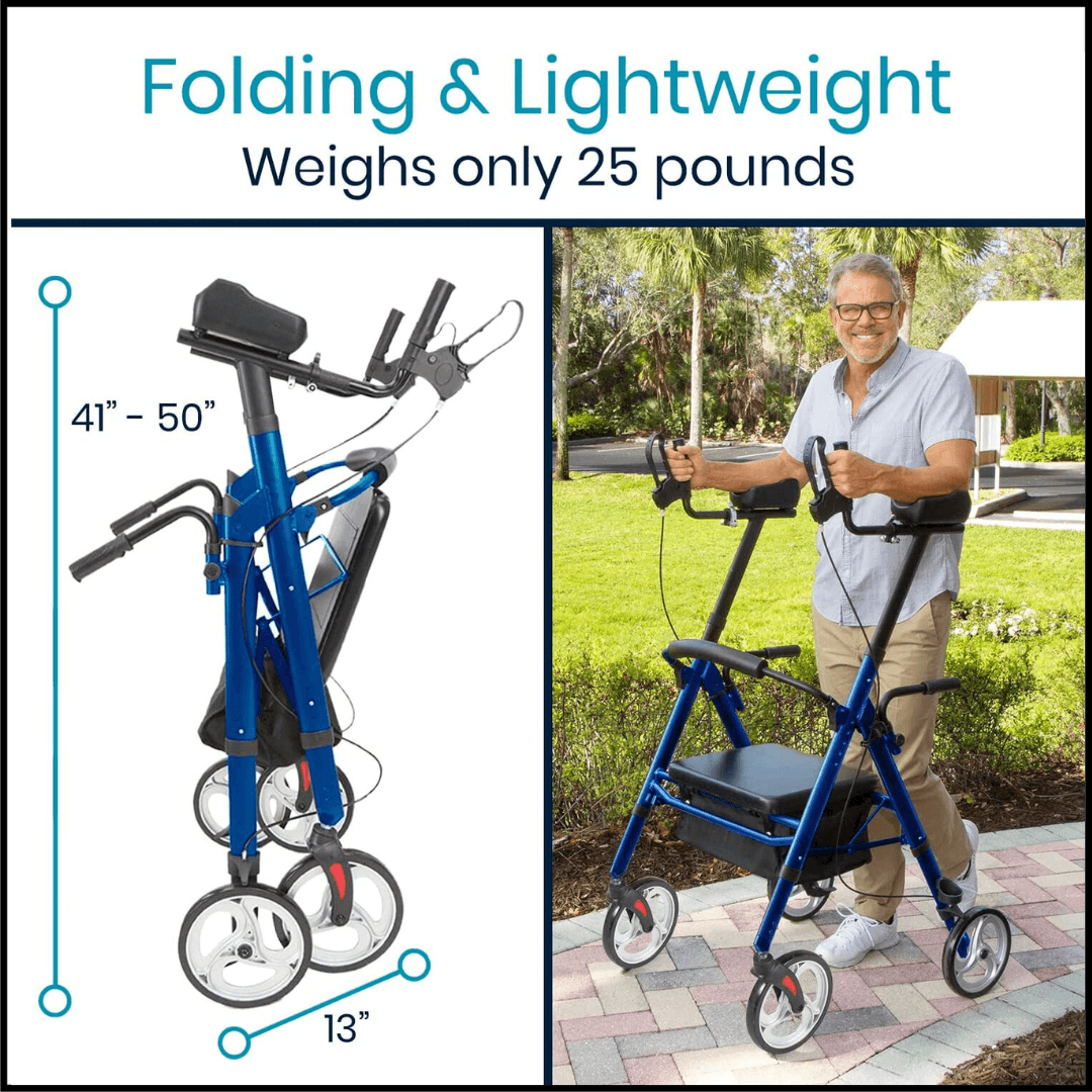 Heavy Duty Mobility Foldable Aluminum Upright Walker Series-T Rollator For Senior - TheGivenGet