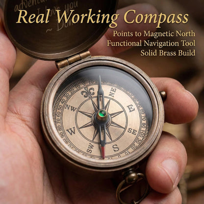 Personalized compass gift with engraved message inside and front engraving