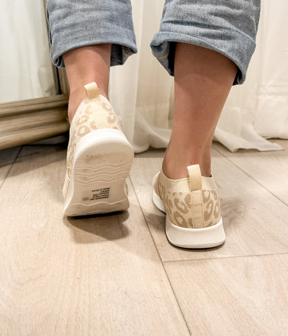 Jia Knit Sneaker in Cream Leopard
