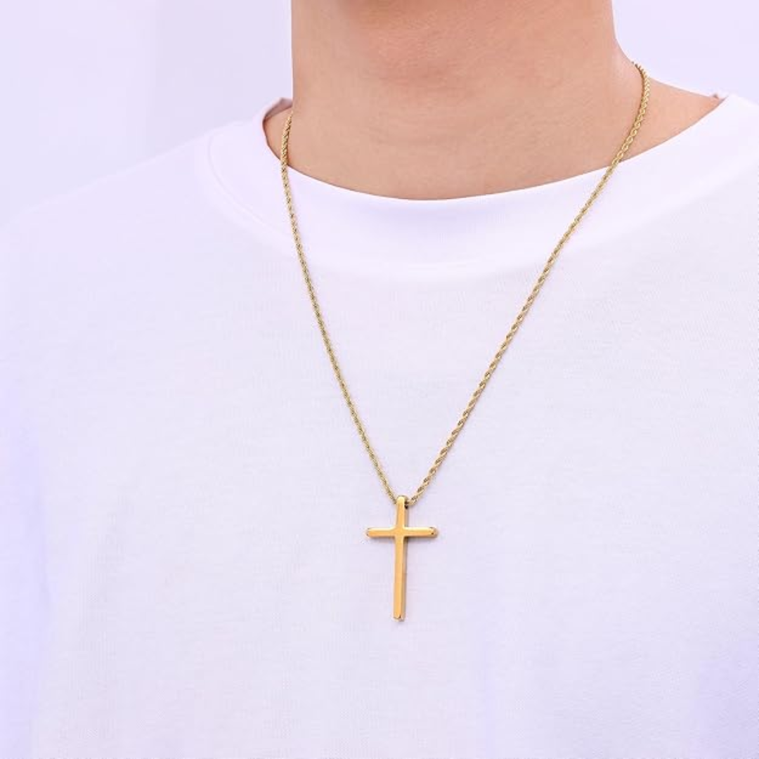 Strong Stainless Steel Cross Necklace for Men