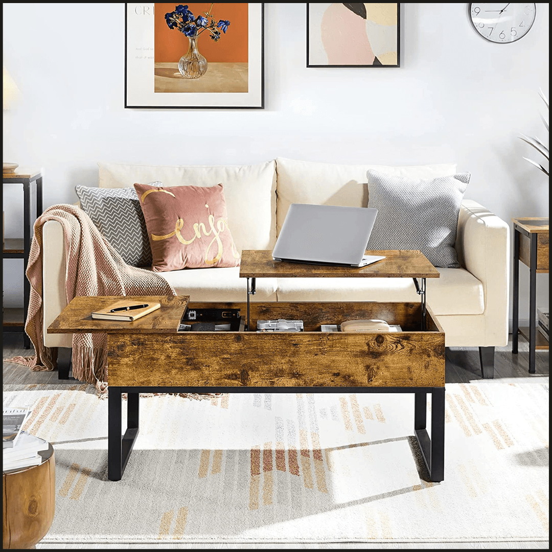 Lift-Top Living Room Table with Hidden Storage and Side Drawer - TheGivenGet