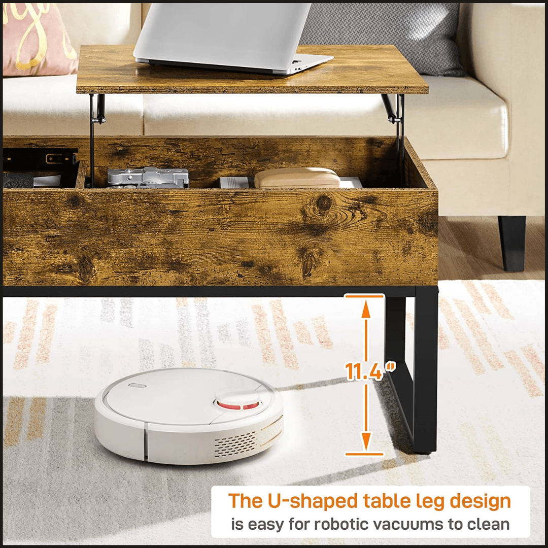 Lift-Top Living Room Table with Hidden Storage and Side Drawer - TheGivenGet