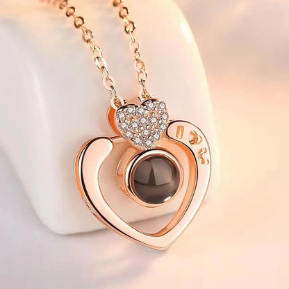 Love Projection Necklace With Exquisite Rose Gift Box - I Love You Pendant - Romantic Jewelry