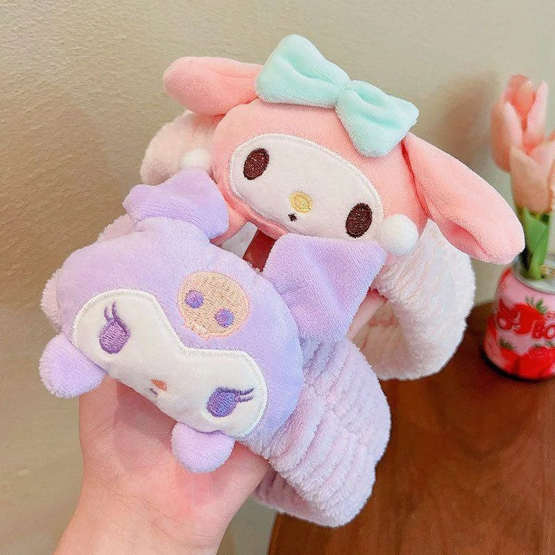 Plush Doll Face Wash Makeup Hairband - Kawaii Sweet Non Slip Elastic Hair Accessories