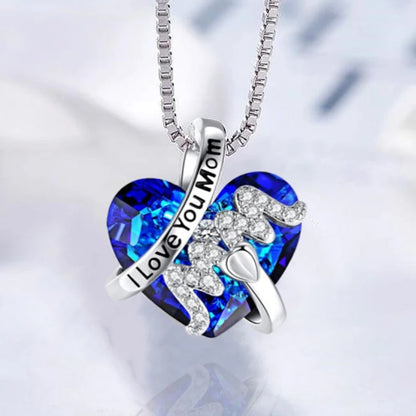 Luxury Fashion "Mom" Pendant Necklace - Heart Crystal Jewelry - Mother's Day Gift