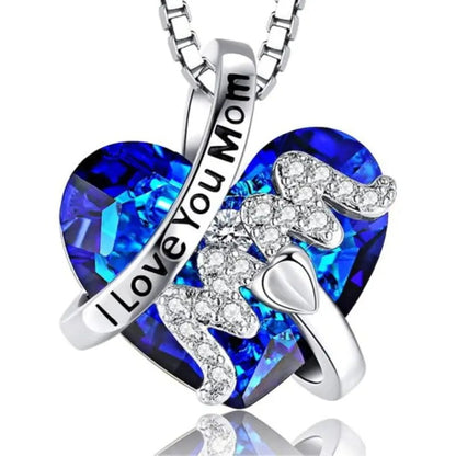 Luxury Fashion "Mom" Pendant Necklace - Heart Crystal Jewelry - Mother's Day Gift