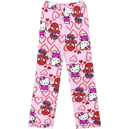 Hello Kitty Spider - Cotton Loose Pajama - Pants Trousers Cartoon Sleep Bottoms - Lounge Wear