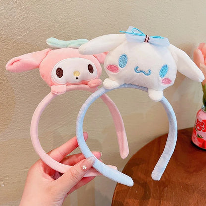 Plush Doll Face Wash Makeup Hairband - Kawaii Sweet Non Slip Elastic Hair Accessories