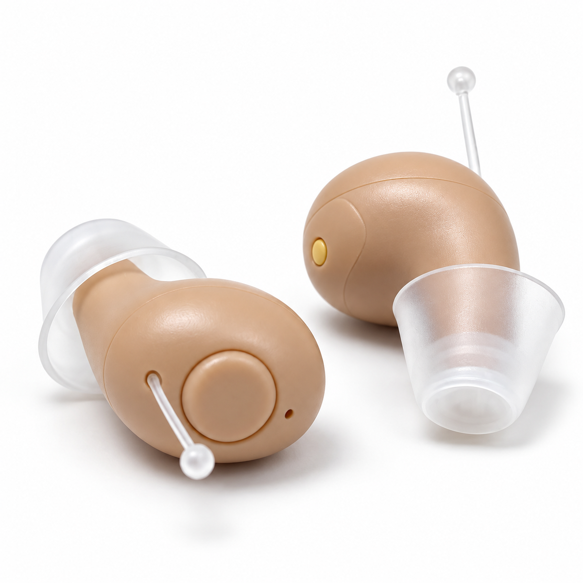 K279 beige hearing aid pair outside the case — AI-generated illustration