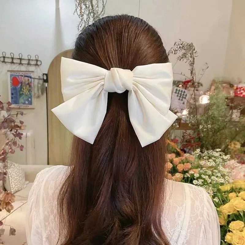Bow Ribbon Hair Clip - Solid Satin Spring Clip - Hair Pin Retro Headband - Girls Hair Accessories
