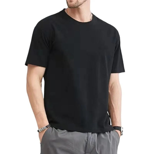 T Shirt For Men - Summer Cotton Tops - Solid Colors Blank T-shirts O-Neck Men's Clothing