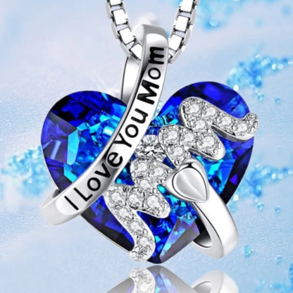 Luxury Fashion "Mom" Pendant Necklace - Heart Crystal Jewelry - Mother's Day Gift