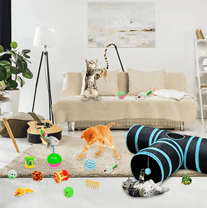 3 Way Tunnel Tube Toy for Indoor Cats - T-Shape - TheGivenGet
