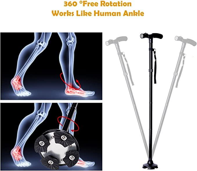 Adjustable Folding Cane, Walking Sticks with Led Light for Men and Women - TheGivenGet