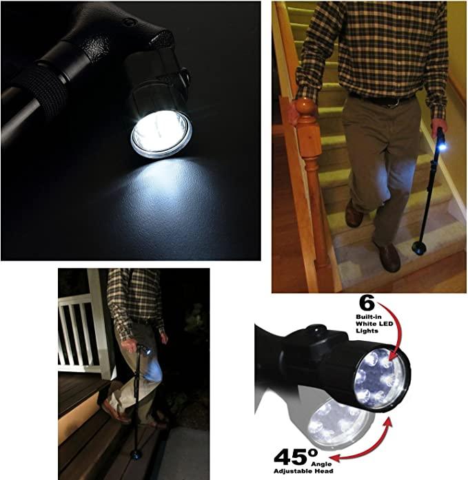 Adjustable Folding Cane, Walking Sticks with Led Light for Men and Women - TheGivenGet