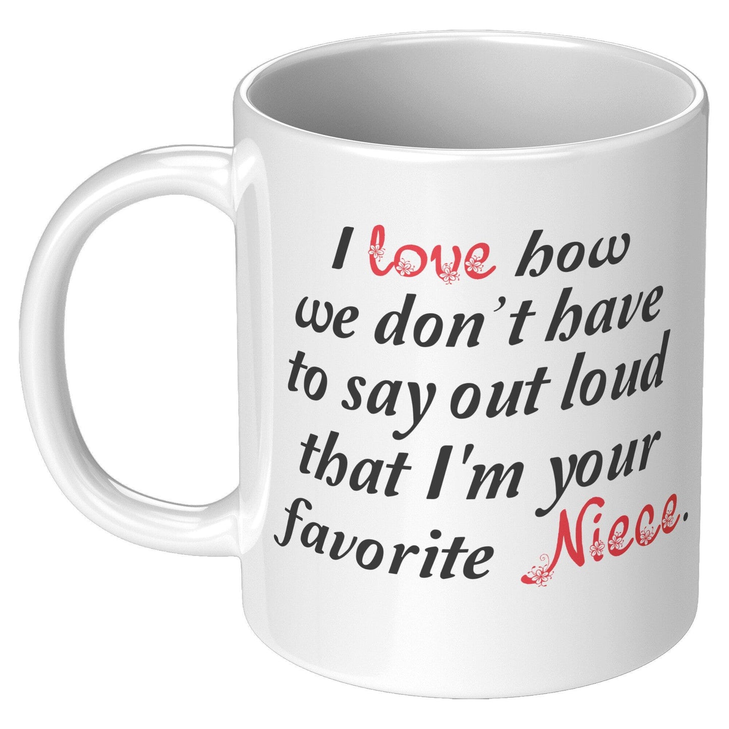 Auntie, I love how we don't have to say out loud that I'm your favorite Niece White Mug - TheGivenGet