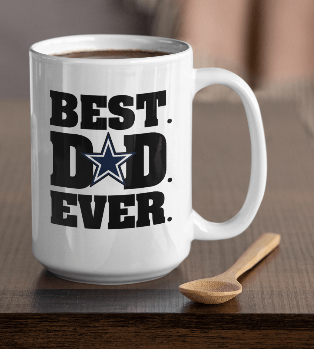 Cowboys Dad Mom Since Cup Mug, Dallas Football Inspired White Coffee Mug,  New Dad Gift, Year He Became a Dad, Football Fan Baby Reveal Item 