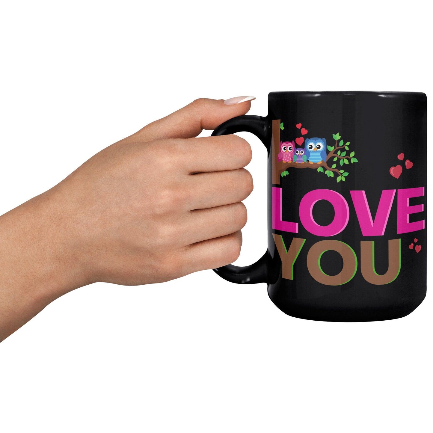 Family Owl Love You Black Mug - TheGivenGet