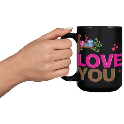 Family Owl Love You Black Mug - TheGivenGet